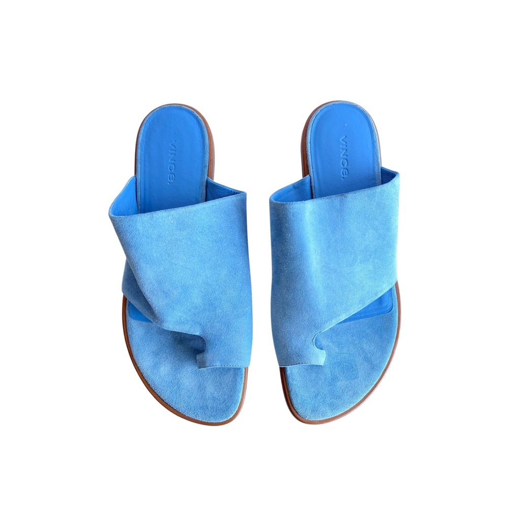Vince Edris Blue Suede Slide Sandals Shoes‎ Slip On Size 9M EUR 39 Made in Italy